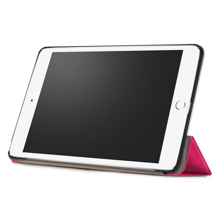 Litchi Texture Auto-wake/sleep Tri-fold Stand Protective Leather Case for iPad 9.7 (2018) / 9.7 (2017) - Rose-5