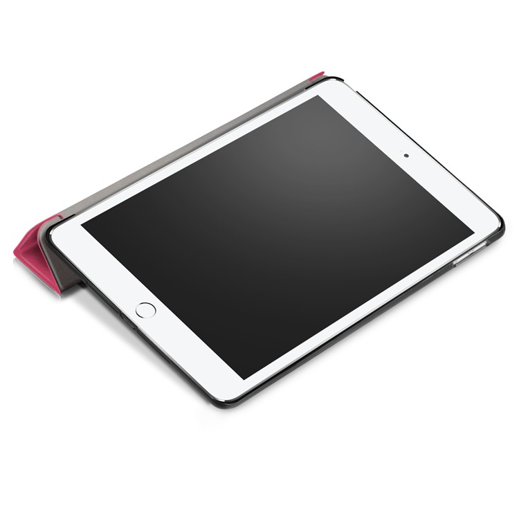 Litchi Texture Auto-wake/sleep Tri-fold Stand Protective Leather Case for iPad 9.7 (2018) / 9.7 (2017) - Rose-7