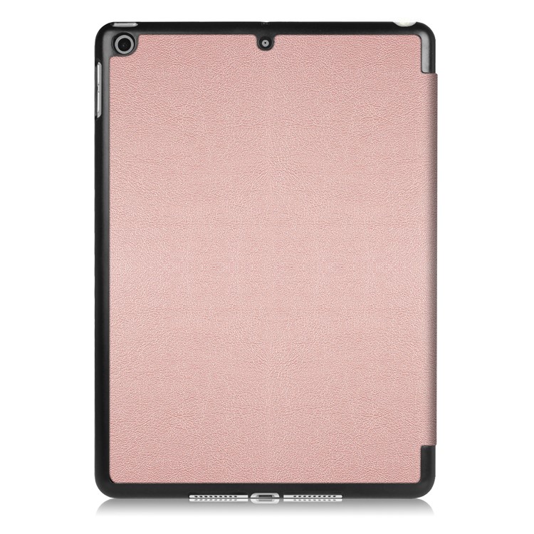litchi ordito auto-wake/sleep tri-Pieghevole Shell in pelle protettiva per iPad 9.7(2017) - alzarsi aureo-3