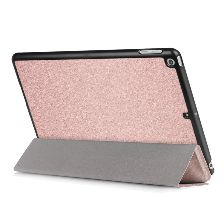 litchi ordito auto-wake/sleep tri-Pieghevole Shell in pelle protettiva per iPad 9.7(2017) - alzarsi aureo-6