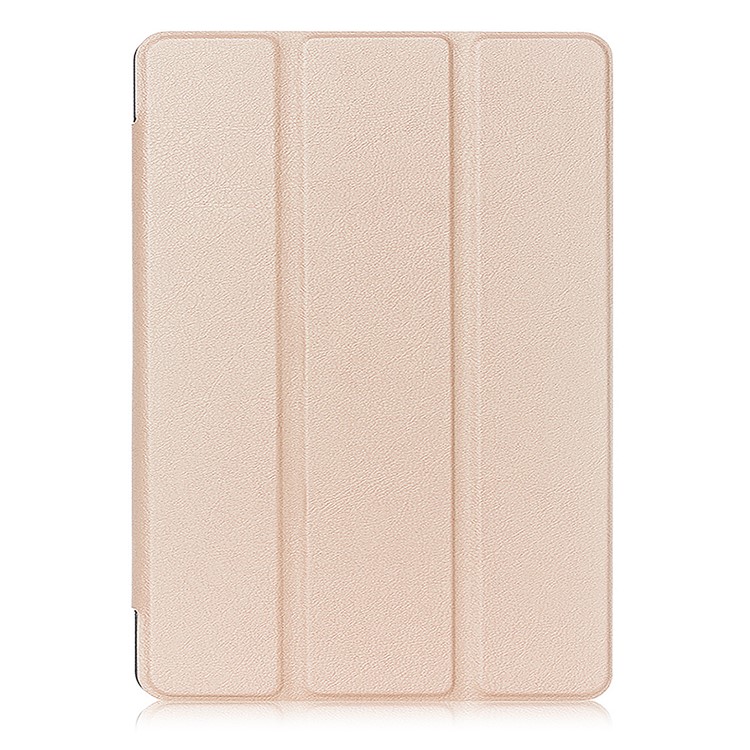 Litchi Texture Auto-wake/sleep Tri-fold Stand Protective Leather Tablet Cover for iPad 9.7 (2018) / 9.7 (2017) - Gold-2