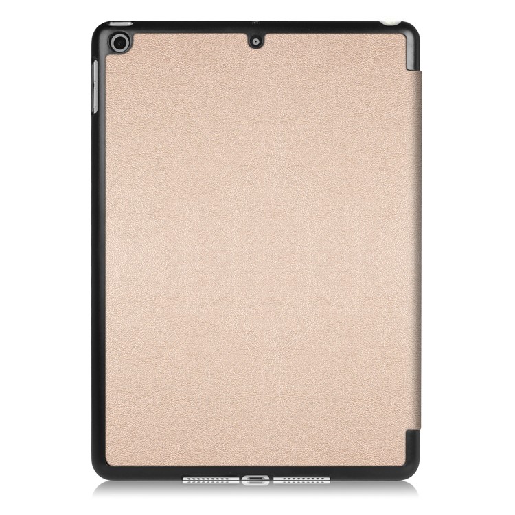Litchi Texture Auto-wake/sleep Tri-fold Stand Protective Leather Tablet Cover for iPad 9.7 (2018) / 9.7 (2017) - Gold-3