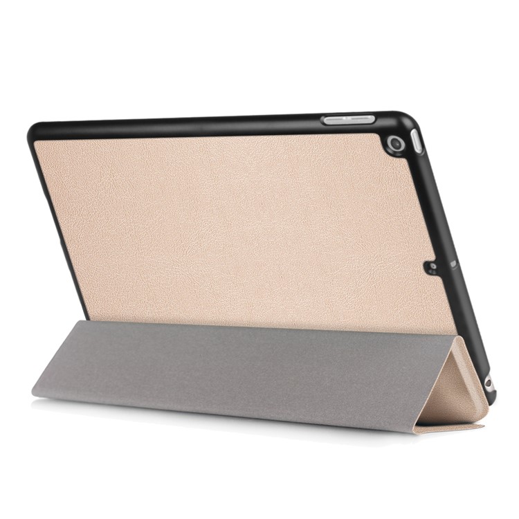 Litchi Texture Auto-wake/sleep Tri-fold Stand Protective Leather Tablet Cover for iPad 9.7 (2018) / 9.7 (2017) - Gold-6