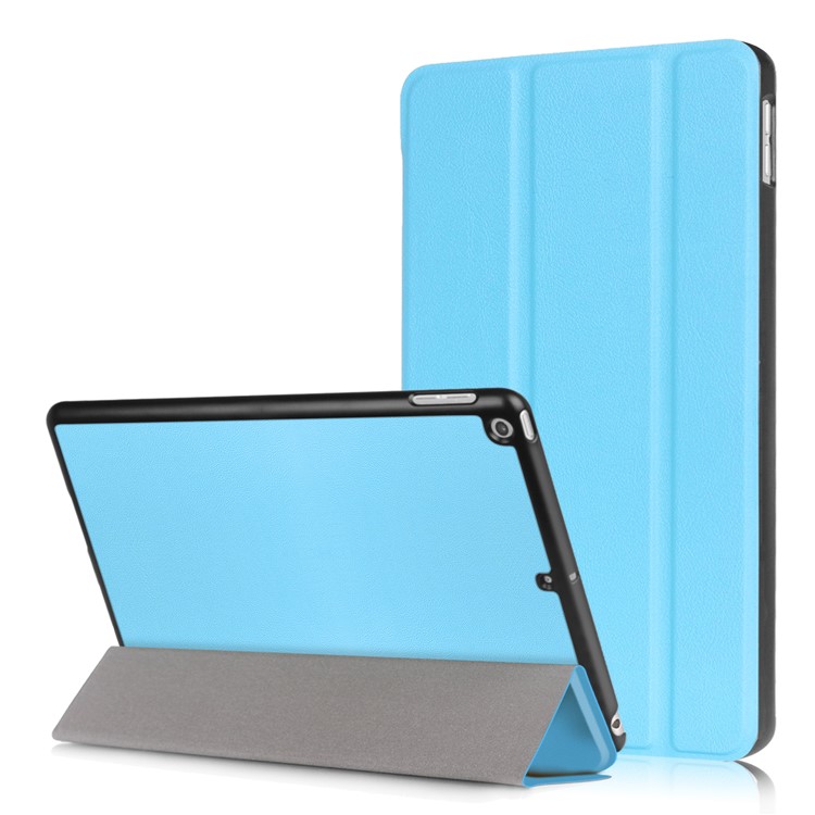 Litchi Texture Auto-wake/sleep Protective Leather Shell with Tri-fold Stand for iPad 9.7 (2018) / 9.7 (2017) - Baby Blue-1