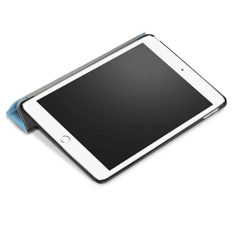 Litchi Texture Auto-wake/sleep Protective Leather Shell with Tri-fold Stand for iPad 9.7 (2018) / 9.7 (2017) - Baby Blue-7