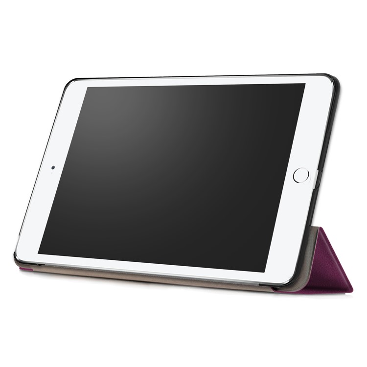 Litchi Skin Auto-wake/sleep Protective Leather Tablet Shell with Tri-fold Stand for iPad 9.7 (2018) / 9.7 (2017) - Purple-5