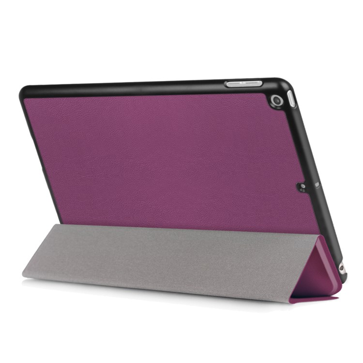 Litchi Skin Auto-wake/sleep Protective Leather Tablet Shell with Tri-fold Stand for iPad 9.7 (2018) / 9.7 (2017) - Purple-6