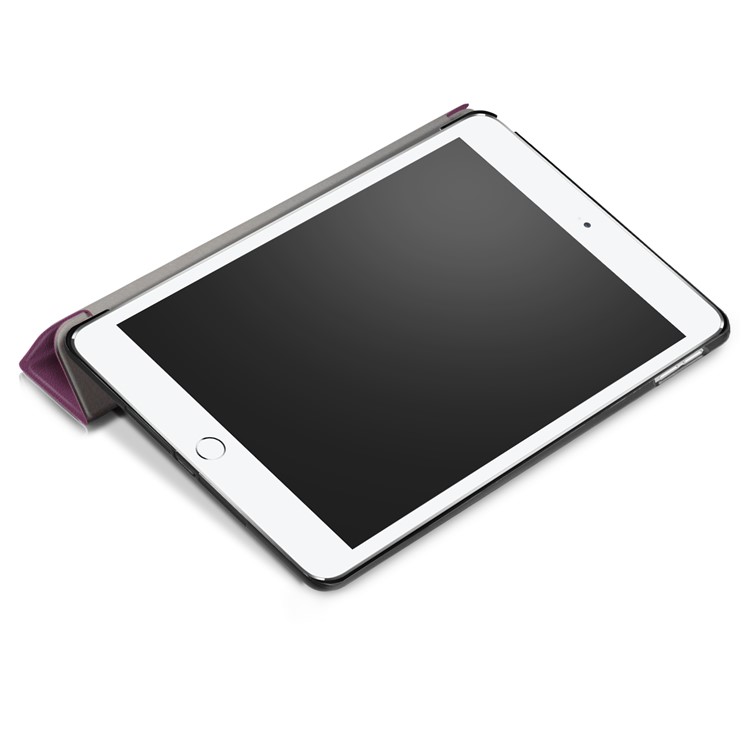 Litchi Skin Auto-wake/sleep Protective Leather Tablet Shell with Tri-fold Stand for iPad 9.7 (2018) / 9.7 (2017) - Purple-7