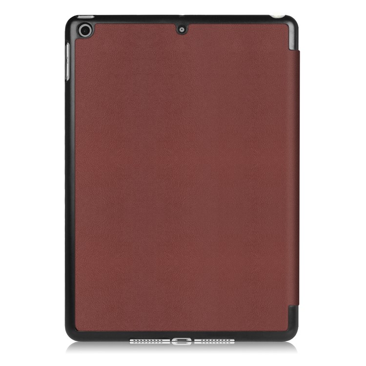 Litchi Skin Auto-wake/sleep Tri-fold Stand Protective Leather Casing for iPad 9.7 (2018) / 9.7 (2017) - Brown-3