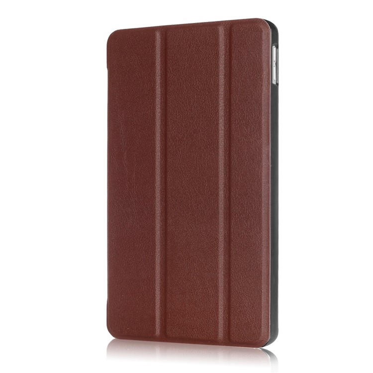 Litchi Skin Auto-wake/sleep Tri-fold Stand Protective Leather Casing for iPad 9.7 (2018) / 9.7 (2017) - Brown-4