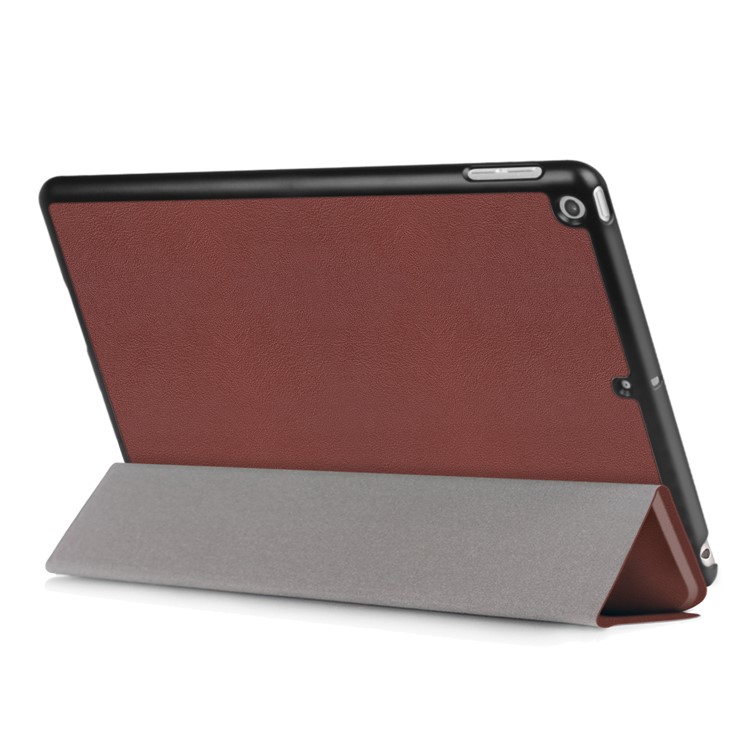 Litchi Skin Auto-wake/sleep Tri-fold Stand Protective Leather Casing for iPad 9.7 (2018) / 9.7 (2017) - Brown-6