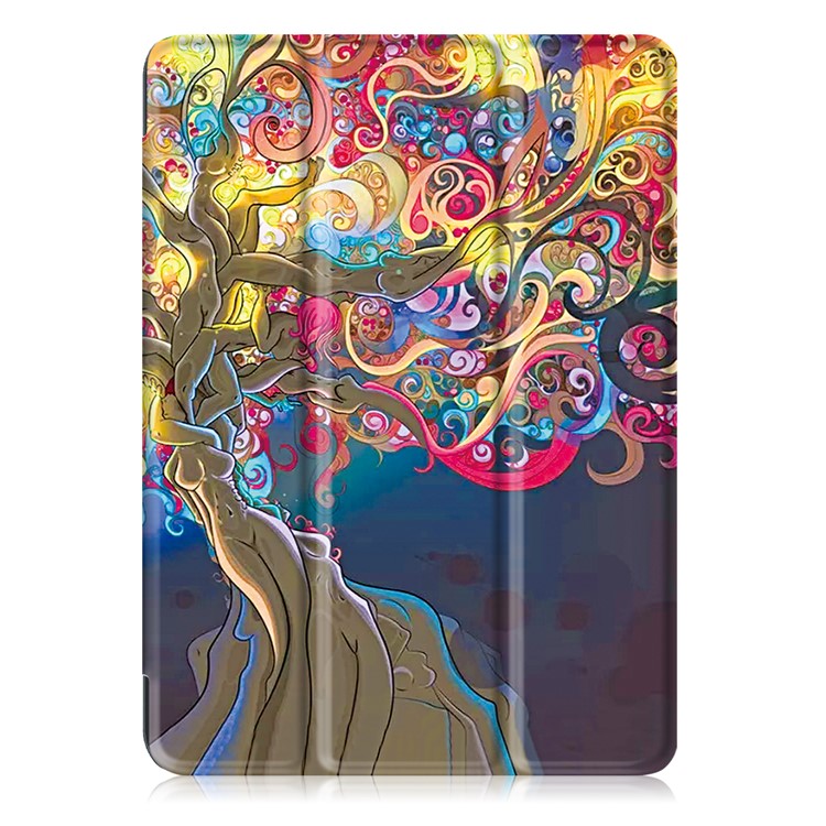 Pattern Printing Tri-fold Stand Leather Case for iPad 9.7 (2018) / 9.7 (2017) - Magic Tree-2