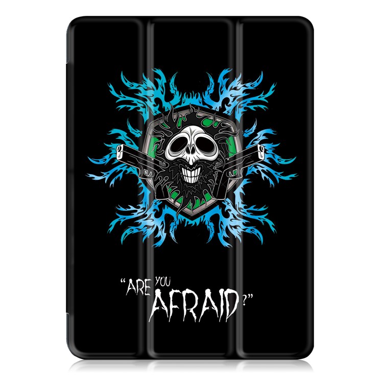Pattern Printing Tri-fold Stand Leather Cover for iPad 9.7 (2018) / 9.7 (2017) - Flame Skeleton-2