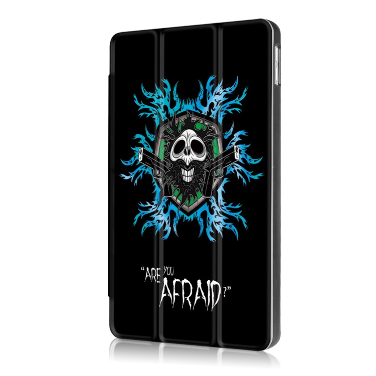 Pattern Printing Tri-fold Stand Leather Cover for iPad 9.7 (2018) / 9.7 (2017) - Flame Skeleton-4
