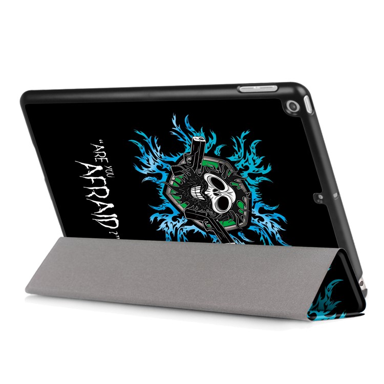 Pattern Printing Tri-fold Stand Leather Cover for iPad 9.7 (2018) / 9.7 (2017) - Flame Skeleton-6