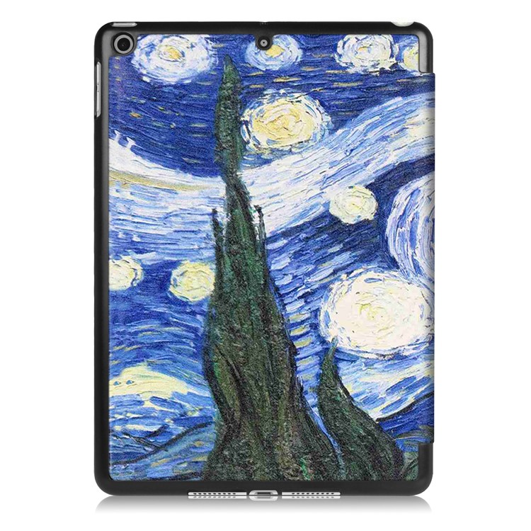 Pattern Printing Tri-fold Stand Leather Table Shell for iPad 9.7 (2018) / 9.7 (2017) - Starry Night Oil Painting-3