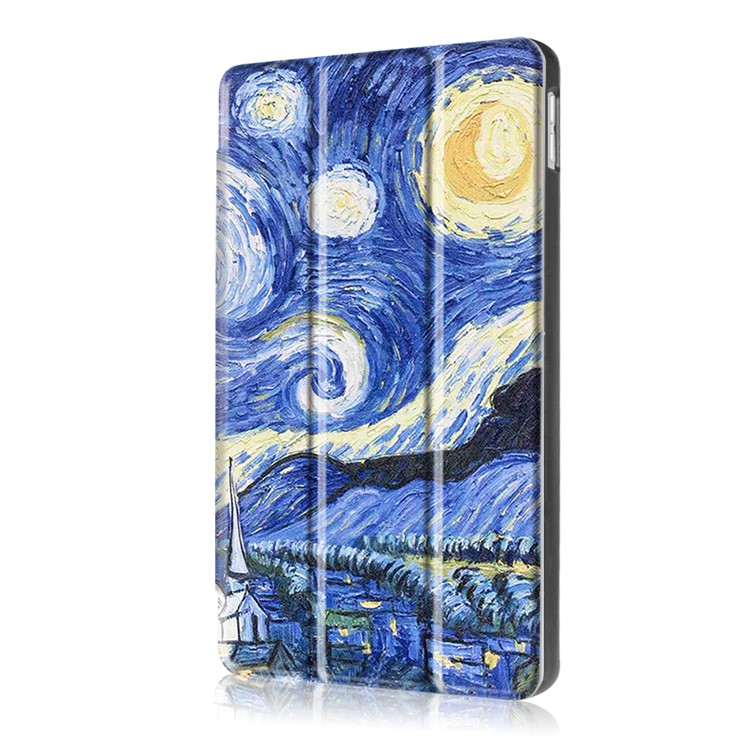 Pattern Printing Tri-fold Stand Leather Table Shell for iPad 9.7 (2018) / 9.7 (2017) - Starry Night Oil Painting-4