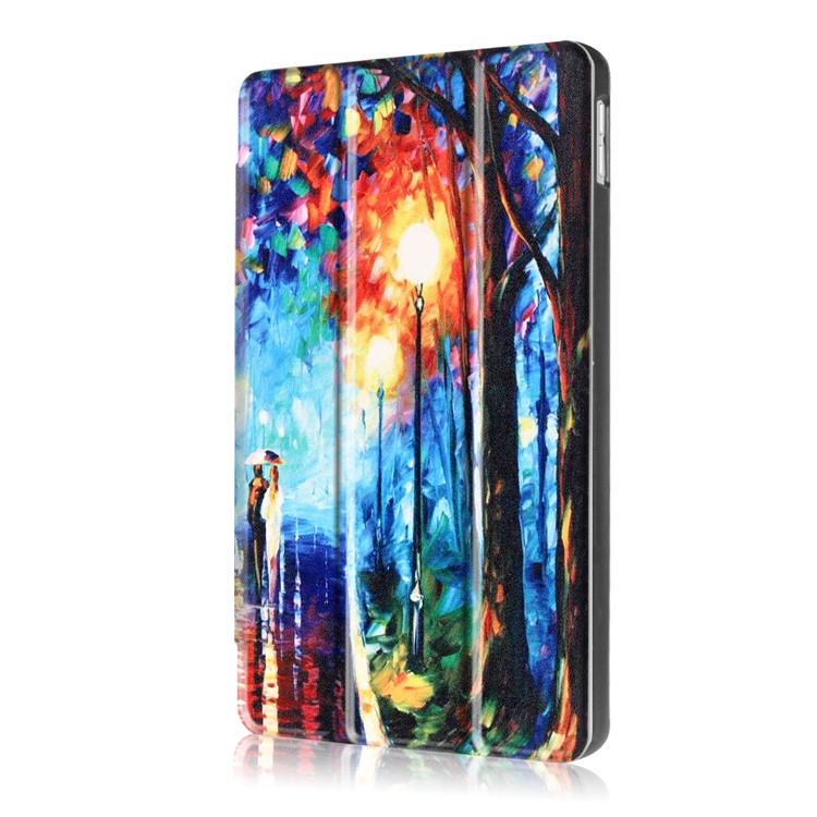 Pattern Printing Leather Tri-fold Stand Protection Case for iPad 9.7 (2018) / 9.7 (2017) - Rainy Night Oil Painting-4