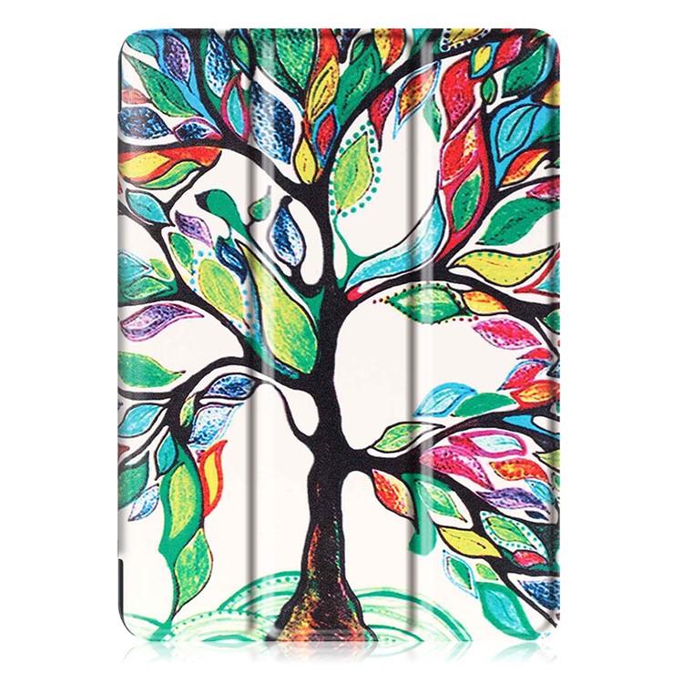 Pattern Printing Leather Tri-fold Stand Protection Cover for iPad 9.7 (2018) / 9.7 (2017) - Colored Tree Painting-2