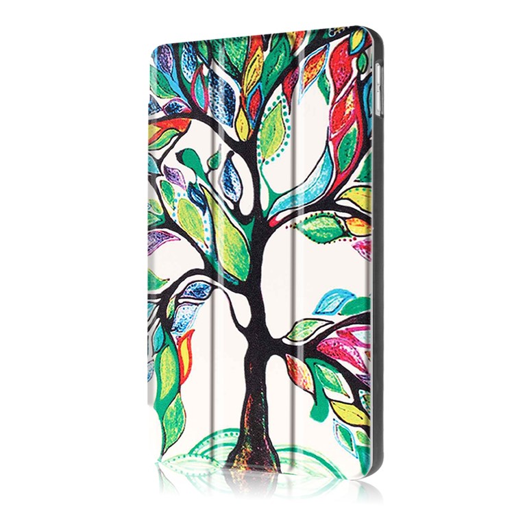 Pattern Printing Leather Tri-fold Stand Protection Cover for iPad 9.7 (2018) / 9.7 (2017) - Colored Tree Painting-4