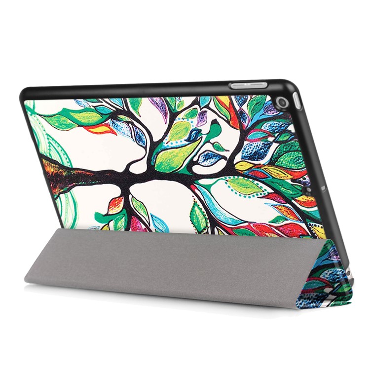 Pattern Printing Leather Tri-fold Stand Protection Cover for iPad 9.7 (2018) / 9.7 (2017) - Colored Tree Painting-6
