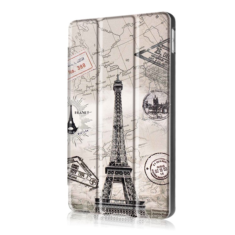 Pattern Printing Leather Tri-fold Stand Protection Shell for iPad 9.7 (2018) / 9.7 (2017) - Eiffel Tower and Map-4