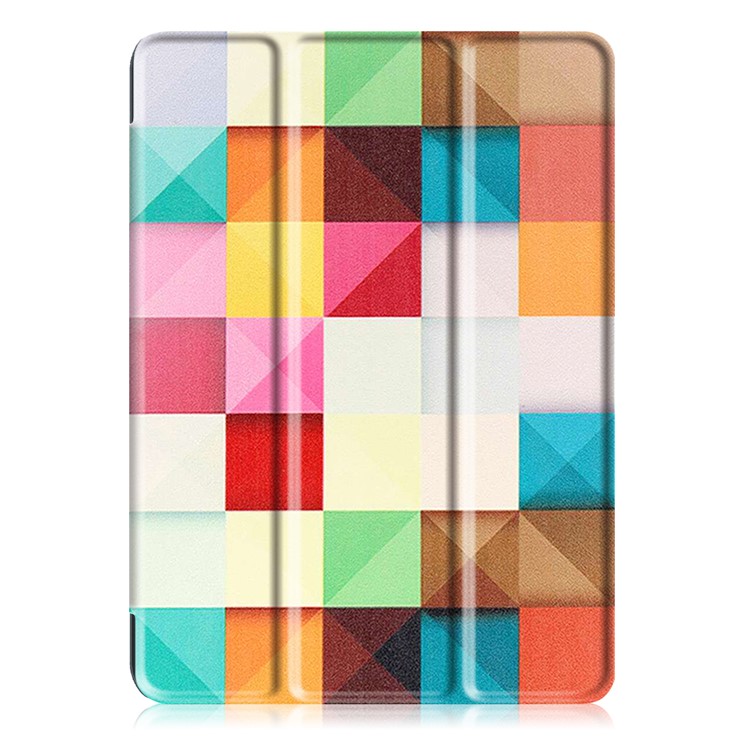 Pattern Printing Tri-fold Stand PU Leather Case Cover for iPad 9.7 (2018) / 9.7 (2017) - Colorful Triangle Grid-2