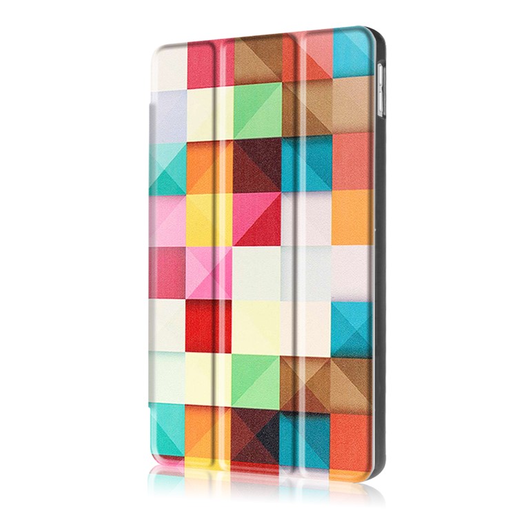 Pattern Printing Tri-fold Stand PU Leather Case Cover for iPad 9.7 (2018) / 9.7 (2017) - Colorful Triangle Grid-4