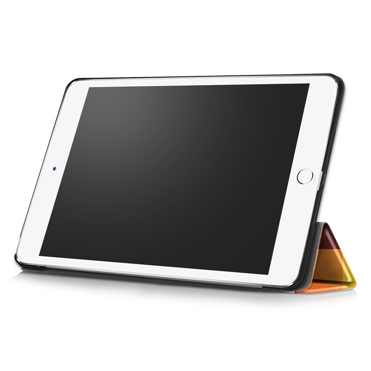 Pattern Printing Tri-fold Stand PU Leather Case Cover for iPad 9.7 (2018) / 9.7 (2017) - Colorful Triangle Grid-5