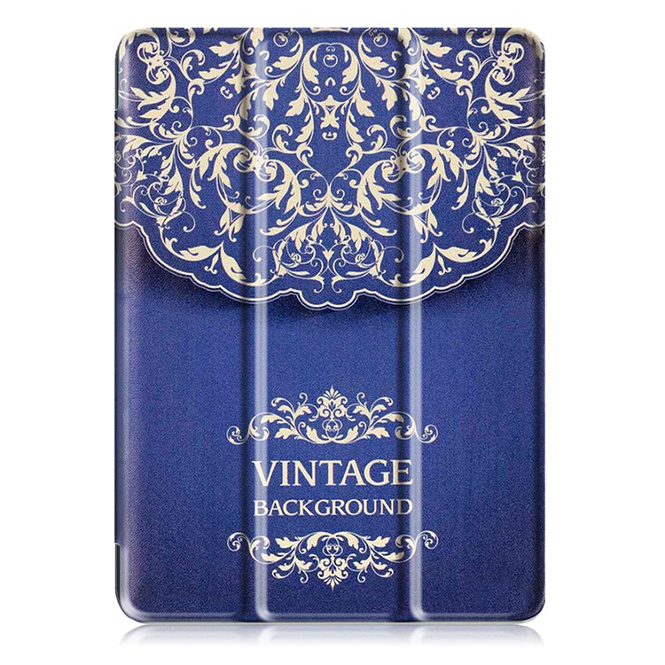 Copertina di copertura in cuoio per trippiedi con stampa a motivi Shell per iPad 9.7 (2017) - Vintage Flower Pattern-2
