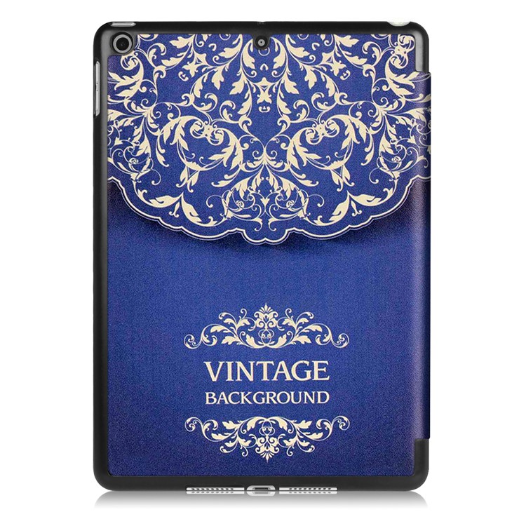 Copertina di copertura in cuoio per trippiedi con stampa a motivi Shell per iPad 9.7 (2017) - Vintage Flower Pattern-3