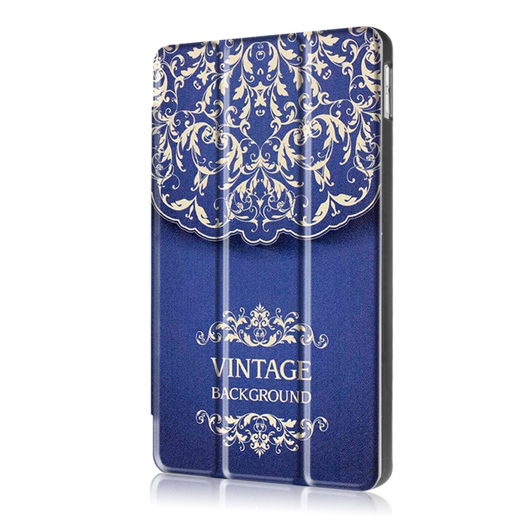Copertina di copertura in cuoio per trippiedi con stampa a motivi Shell per iPad 9.7 (2017) - Vintage Flower Pattern-4