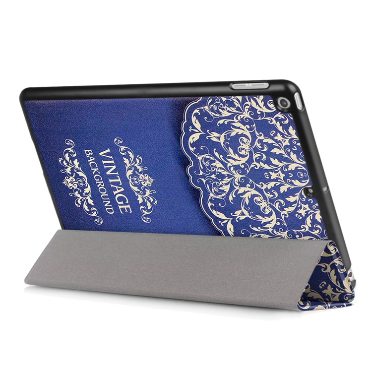 Copertina di copertura in cuoio per trippiedi con stampa a motivi Shell per iPad 9.7 (2017) - Vintage Flower Pattern-6