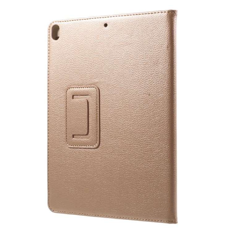 Litchi Skin auto-Wecken / schlafen Stehen Sie schützende intelligente lederne Abdeckung für iPad Pro 10.5(2017) - Aufgang Gold-2