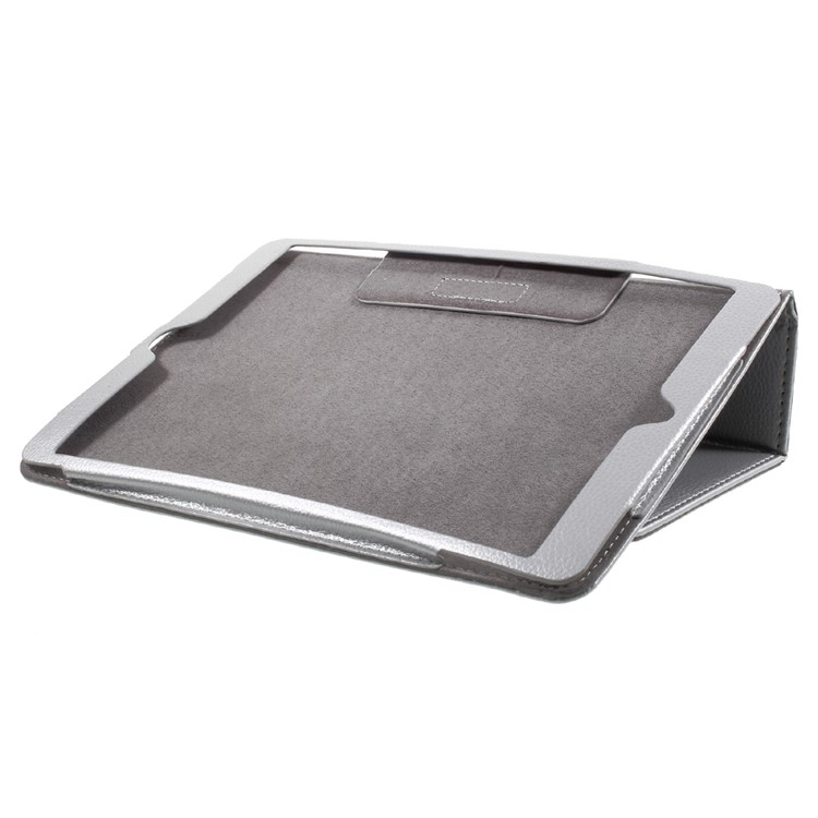 Folio Litchi Skin Auto-wake/sleep Stand Protective Leather Cover for iPad Air 10.5 (2019) / Pro 10.5 (2017) - Silver-5