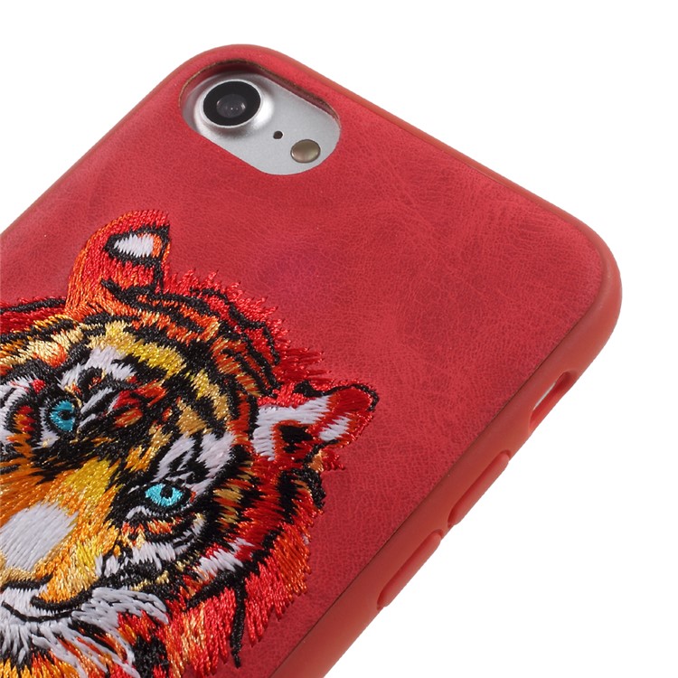 NIMMY Embroidery Luminous PU Leather Coated Hard Phone Case for iPhone 8 / iPhone 7 4.7 inch - Tiger-3