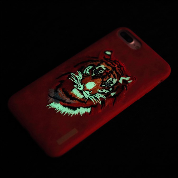 NIMMY Embroidery Luminous PU Leather Coated Hard Phone Case for iPhone 8 / iPhone 7 4.7 inch - Tiger-6