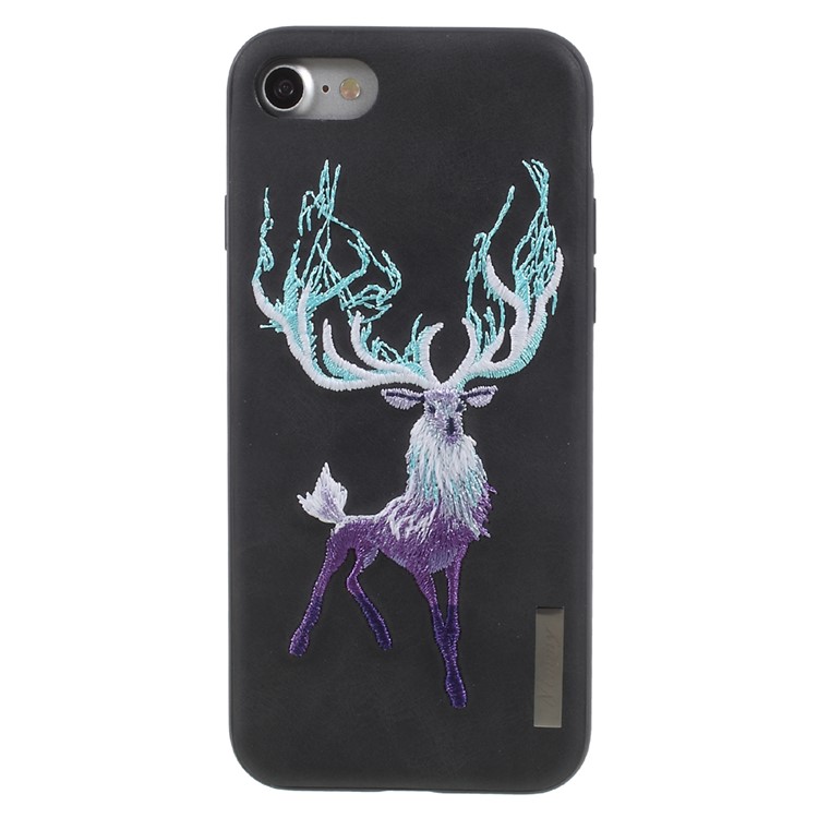 NIMMY Embroidery Luminous PU Leather Coated Hard Back Casing for iPhone 8 / iPhone 7 4.7 inch - Antelope-1