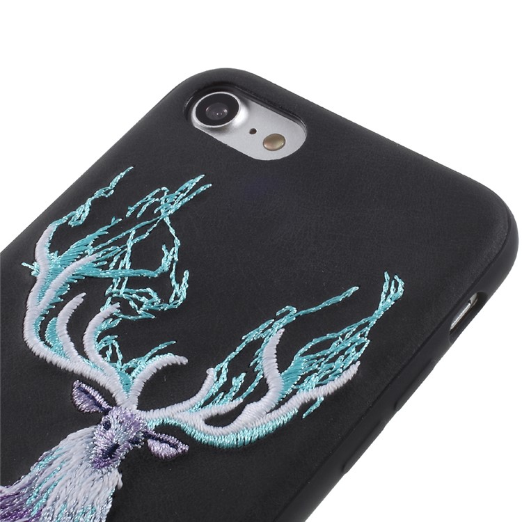 NIMMY Embroidery Luminous PU Leather Coated Hard Back Casing for iPhone 8 / iPhone 7 4.7 inch - Antelope-4