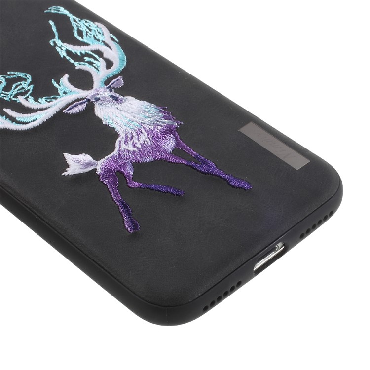 NIMMY Embroidery Luminous PU Leather Coated Hard Back Casing for iPhone 8 / iPhone 7 4.7 inch - Antelope-5