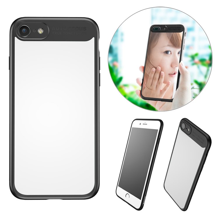 BASEUS Slim Soft TPU + PC Back Mirror Protective Case for iPhone 7 - Black-1