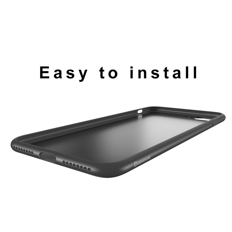 BASEUS Slim Soft TPU + PC Back Mirror Protective Case for iPhone 7 - Black-5