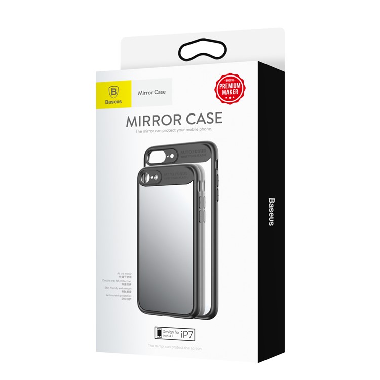 BASEUS Slim Soft TPU + PC Back Mirror Protective Case for iPhone 7 - Black-6