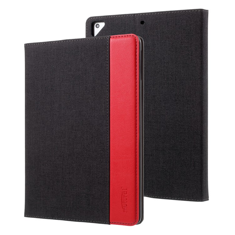 MUTURAL Contrast Color PU Leather Protection Case Shell with Stand for iPad 9.7 (2017) / iPad Pro 9.7 / Air 2 / Air - Black-1