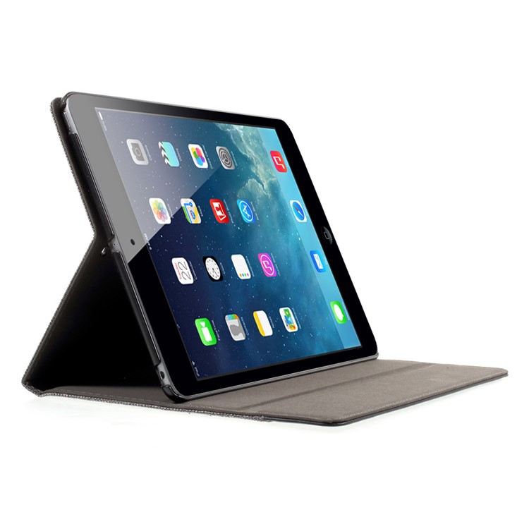 MUTURAL Contrast Color PU Leather Tablet Case with Stand for iPad 9.7 (2017) / iPad Pro 9.7 / Air 2 / Air - Dark Grey-5