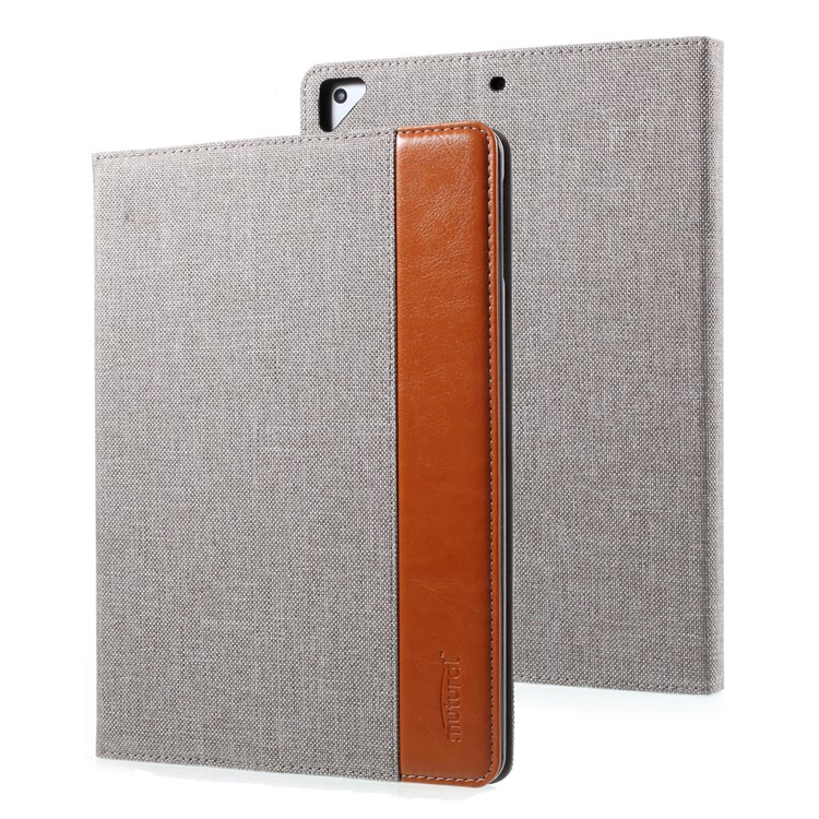 MUTURAL Contrast Color PU Leather Stand Shell for iPad 9.7 (2017) / iPad Pro 9.7 / Air 2 / Air - Light Grey-1