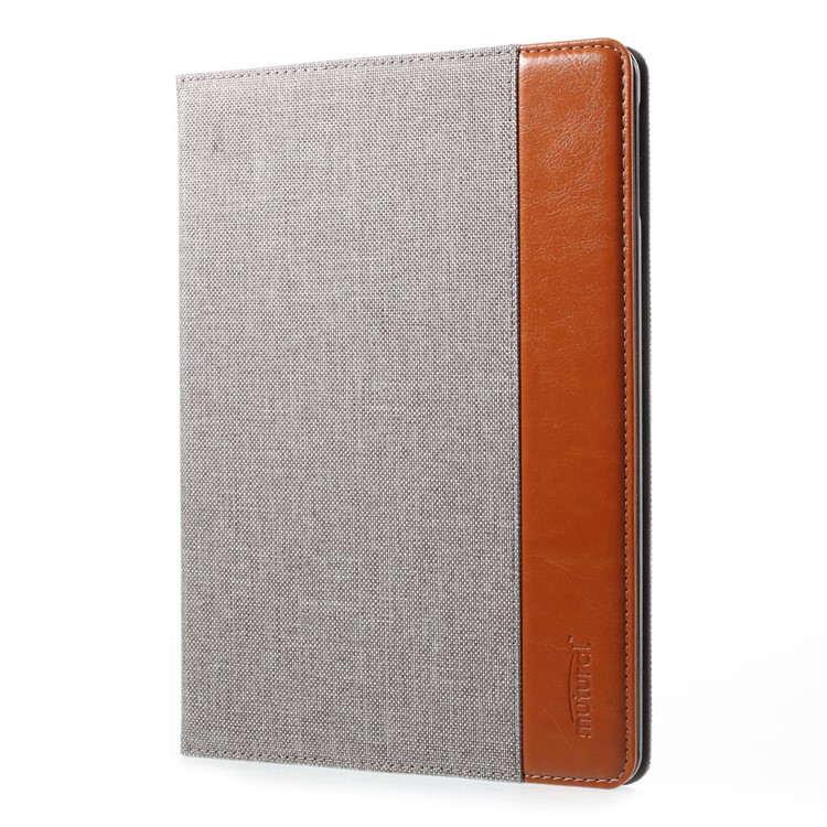 MUTURAL Contrast Color PU Leather Stand Shell for iPad 9.7 (2017) / iPad Pro 9.7 / Air 2 / Air - Light Grey-4