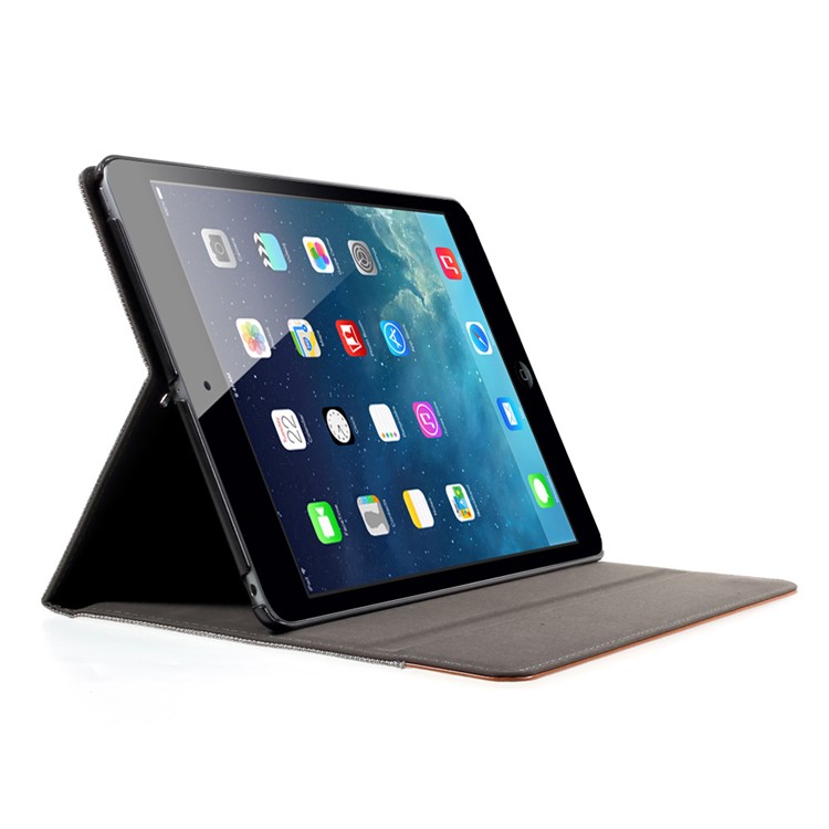 MUTURAL Contrast Color PU Leather Stand Shell for iPad 9.7 (2017) / iPad Pro 9.7 / Air 2 / Air - Light Grey-5