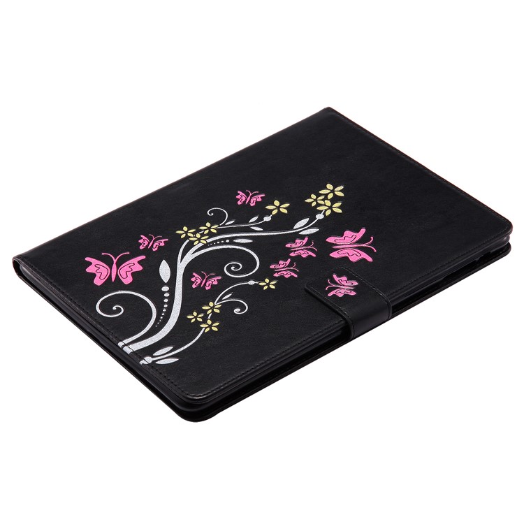 Smart Glittery Imprint Wallet Stand Leather Tablet Case for iPad 9.7 inch (2017) - Black-3