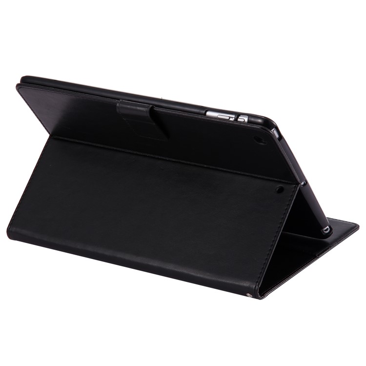 Smart Glittery Imprint Wallet Stand Leather Tablet Case for iPad 9.7 inch (2017) - Black-5